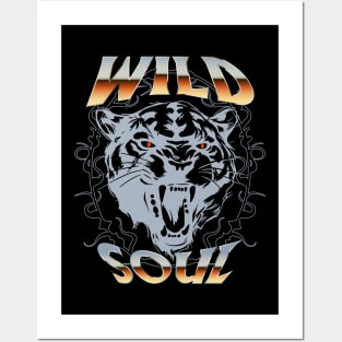 Panther head and wild soul quote design, y2k aesthetic Posters and Art